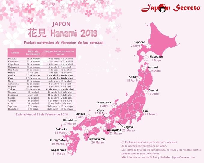 Mapa De Floracion Hanami 2018
